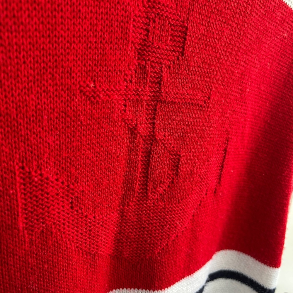 GUC Vintage 80s Sweater Bazaar size L Red and White Striped Sweater with Anchor - Picture 2 of 10
